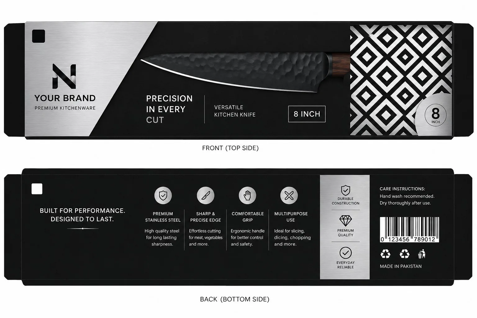 Kitchen Knife — Black & Silver
